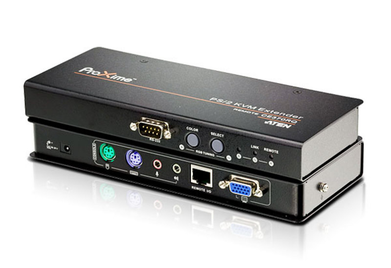 Удлинитель ATEN KVM PS/2+AUDIO+RS232, 300 м., 1xUTP Cat5e, c KVM-шнуром PS2x1.8м., Б.П.220> 5.3V CE370-AT-G CE370-AT-G