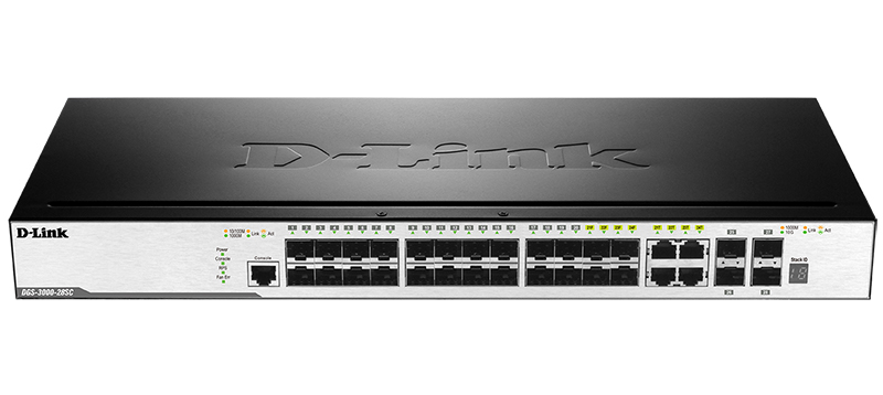 Коммутатор D-Link L2 Managed Switch with 20 100/1000Base-X SFP ports and 4 100/1000Base-T/SFP combo-ports and 4 10GBase-X SFP+ ports DGS-3000-28SC/UPS DGS-3000-28SC/UPS