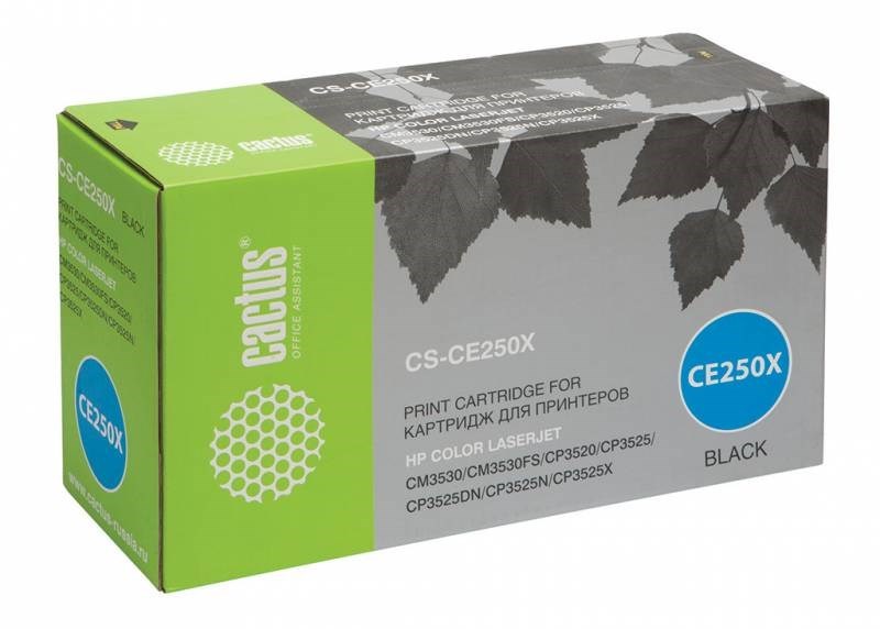 Тонер-картридж Cactus CS-CE250XR черный для HP CLJ CP3525/CM3530 (10500стр.) CS-CE250XR CS-CE250XR