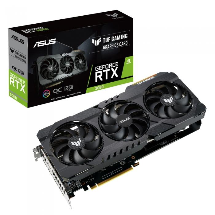 Видеокарта ASUS  LHR NVIDIA GeForce RTX 3060 12288Mb 192 GDDR6 1852/15000/HDMIx2/DPx3/HDCP TUF-RTX3060-O12G-V2-GAMING TUF-RTX3060-O12G-V2-GAMING
