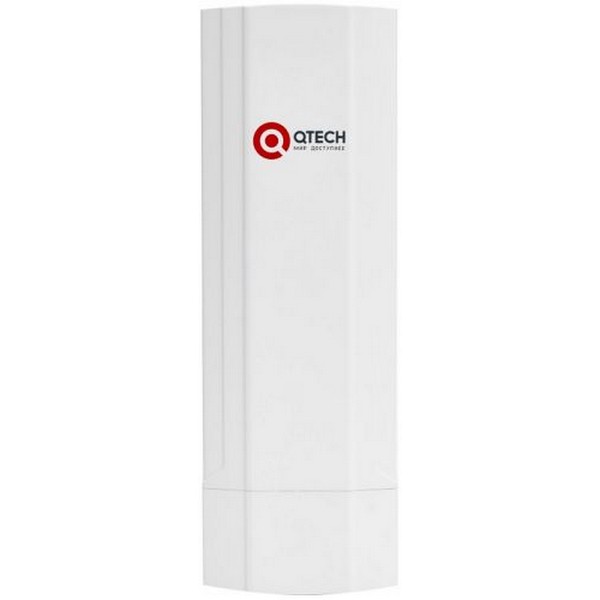 Абонентский терминал Qtech  2 x 10/100BaseT. 300 Мбит/с. SSID: 4. Встроенная  антенна 14 dBi. Диапазон частот: 2.412 – 2.472 ГГц. Стандарты: 802.11 b/g/n. Максимальная выходная мощность: 28 dBm. Питание: PoE 24В. QWO-830-CPE QWO-830-CPE