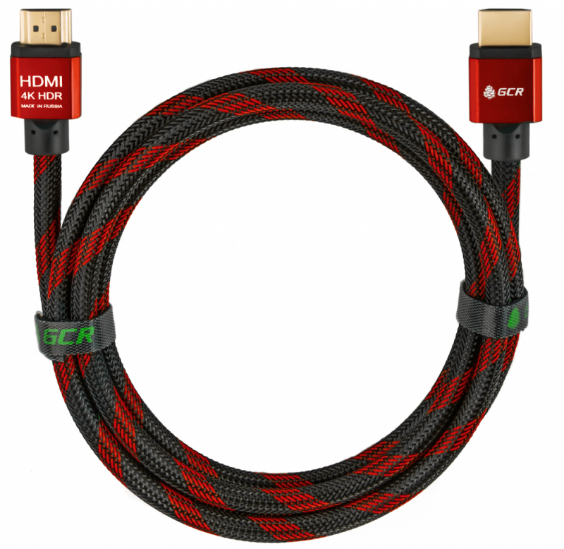 Кабель Greenconnect 3.0m HDMI версия 2.0, HDR 4:2:2, Ultra HD, 4K 60 fps 60Hz/5K*30Hz, 3D, AUDIO, 18.0 Гбит/с, 28/28 AWG, OD7.3mm, тройной экран, BICOLOR нейлон, AL корпус красный GCR-51491 GCR-51491