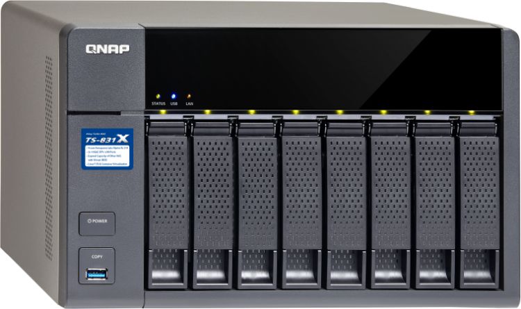 Сетевой RAID-накопитель QNAP 8 отсеков для HDD, два порта 10 GbE SFP+. Cortex-A15 AnnapurnaLabs 1,4 ГГц , 16 ГБ. TS-831X-16G TS-831X-16G