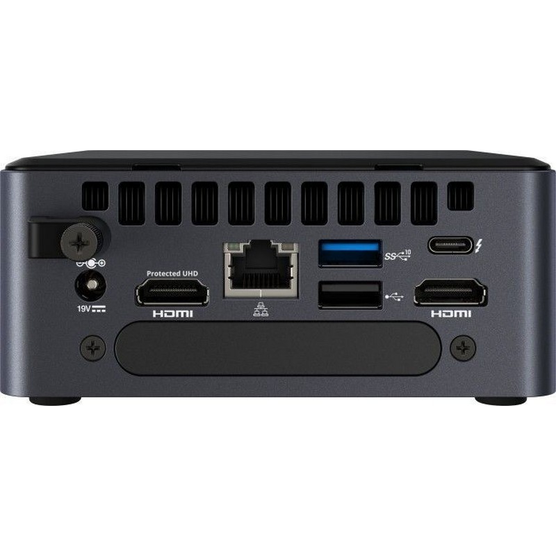 Неттоп Intel BKNUC8V7PNH Nettop NUC, Core i7-8665U, 4.8 GHz Turbo, DDR4-2400 SODIMM (up to 32Gb max), VGA UHD Graphics 620 (USB-C(DP1.2)+2xHDMI 2.0a), 4xUSB3.1, 1x m.2 SSD, 1x2.5HDD, GBL, WiFi+BT, vPro, SDXC slot, Black,VESA, no powercord, IR-port, K BKNUC8V7PNH