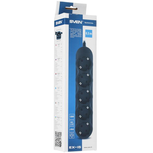 Сетевой фильтр Sven Extender EX-I5 black 1,8 m (5 outlets), C14 SV-017385 SV-017385