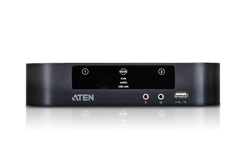 KVM переключатель ATEN MiniDP+KBD+MOUSE+AUDIO, 1> 2 порта USB с 4 вых.Mini DP, со шнурами USB/Mini DisplayPort 2x1м+2х2м CS1942-A7-G CS1942-A7-G