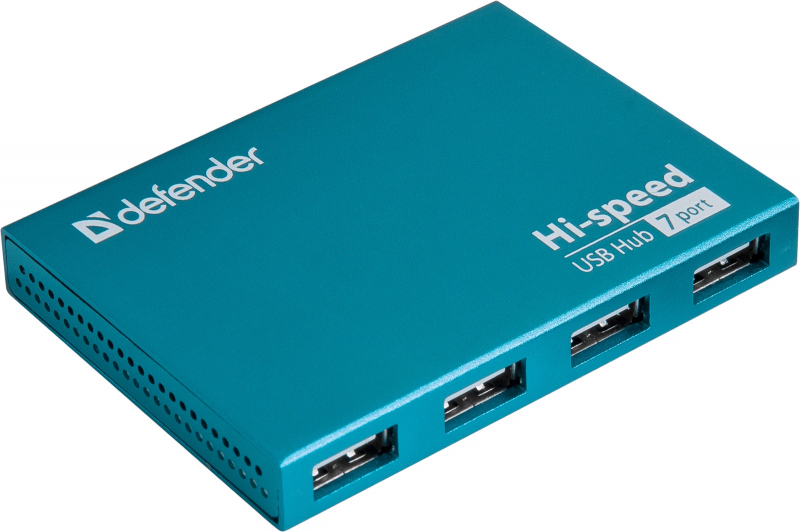 Концентратор USB 2.0 Defender SEPTIMA SLIM 7порт. USB2.0 хаб (с адап. 2A) (83505) 83505