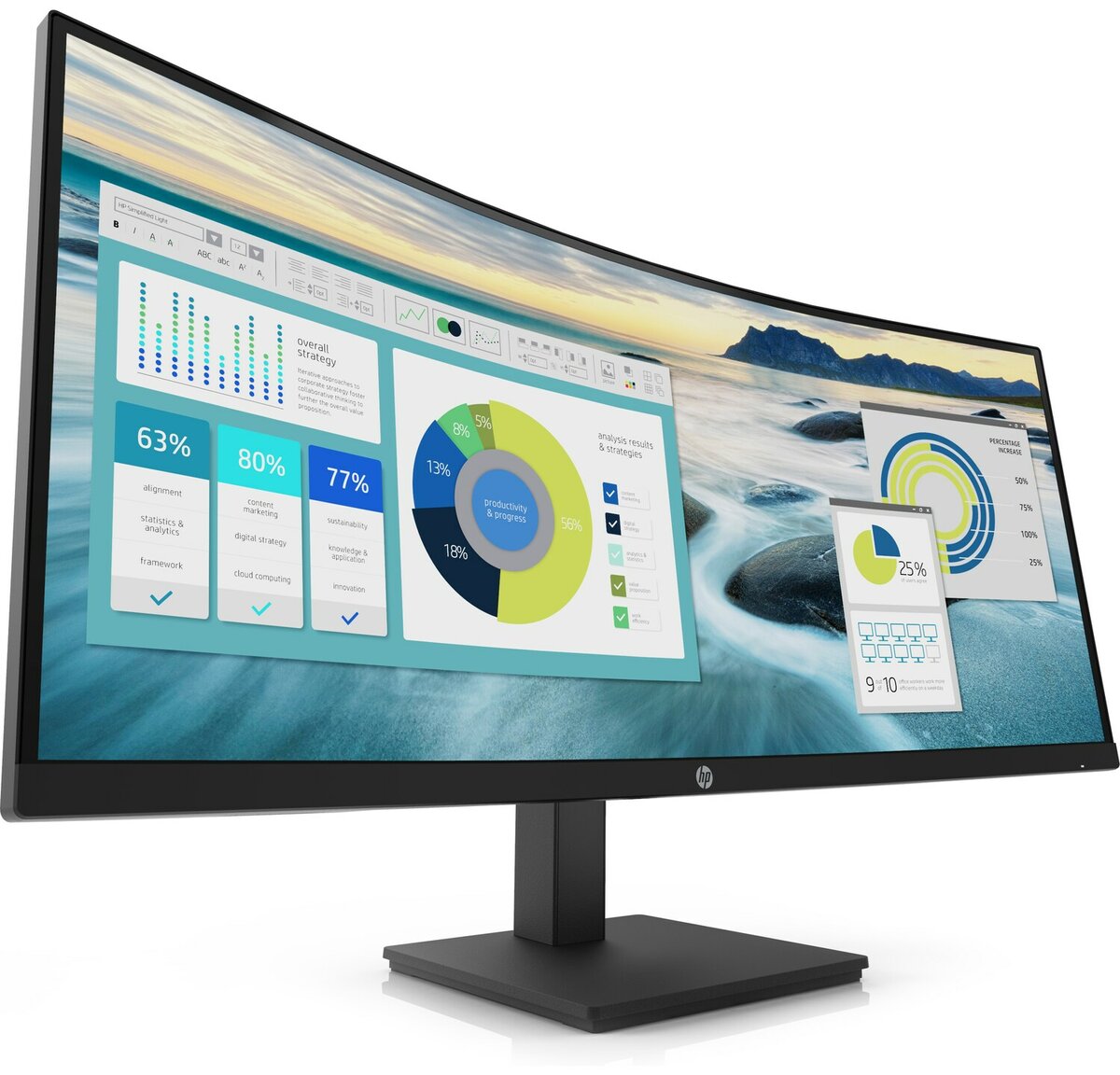 Монитор HP 34" P34hc G4 Monitor Curved 3440x1440, 21:9, VA, 250 cd/m2, 3500:1, 5ms, HDMI, USB-C, USB, DisplayPort, Speakers, 50/60 Hz, Black (repl. 6GJ95AA,5DP31AA) 21Y56AA 21Y56AA