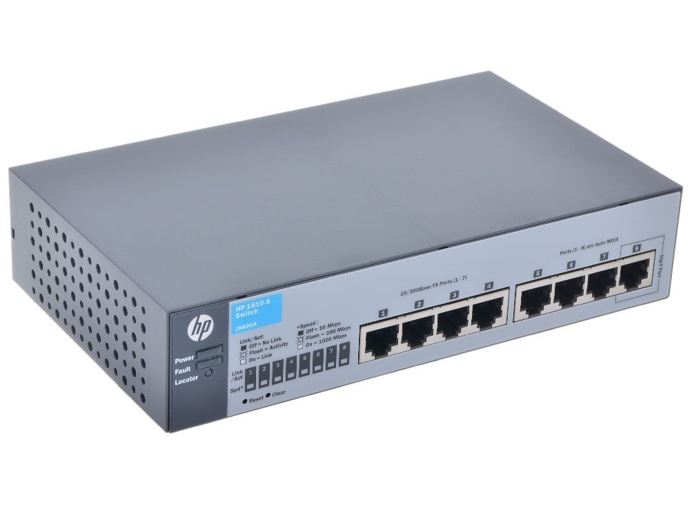Коммутатор HPE 1810-8 v2. 7FE 1GE ports J9800A J9800A