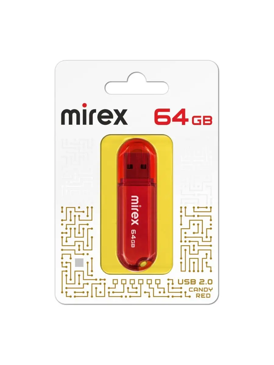 Флеш накопитель Mirex 13600-FMUCAR64 64GB,Candy,USB 2.0,красный 13600-FMUCAR64 13600-FMUCAR64