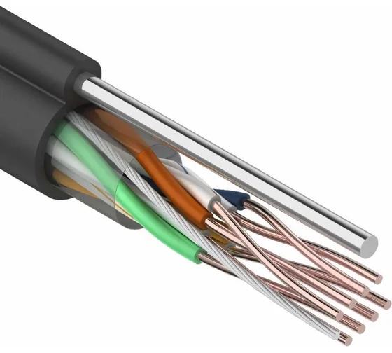 Кабель REXANT КВПП UTP 4 x 2 x 0,50 мм., cat 5e, 305 м., наружный + ТРОС (01-0046) 01-0046