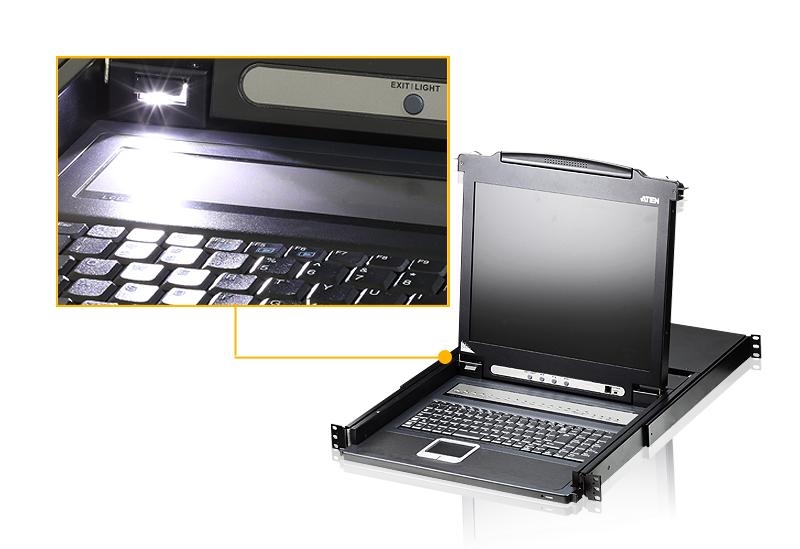 KVM переключатель ATEN 1 user консоль LCD/ЖК 17" =>16 cpu/блоков/портов PS2+VGA, с KVM-шнурами PS2 2х1.8м CL1016M-ATA-RG CL1016M-ATA-RG