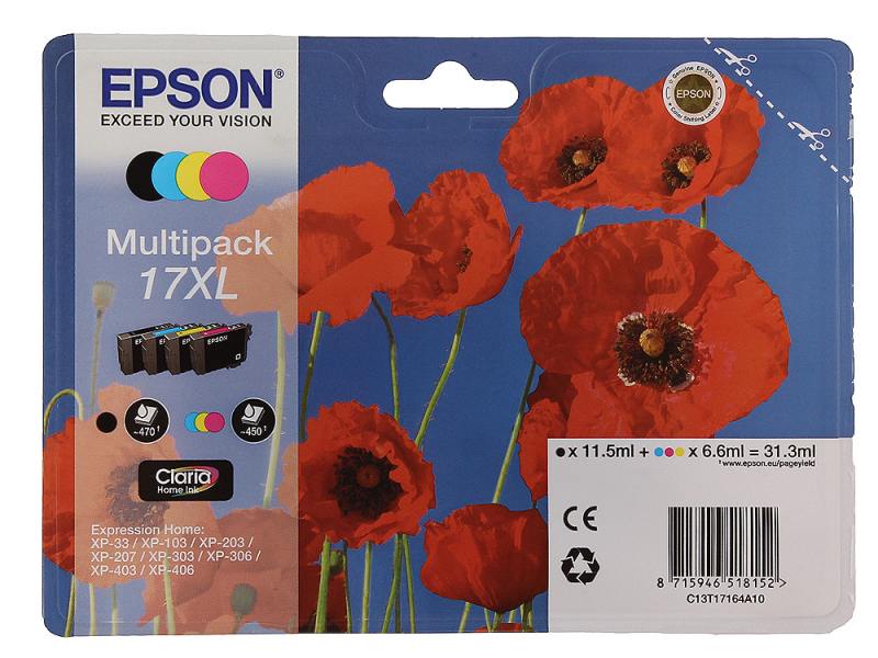 Картридж струйный Epson C13T17164A10 черный/голубой/пурпурный/желтый набор карт. для Epson XP33/203/ C13T17164A10