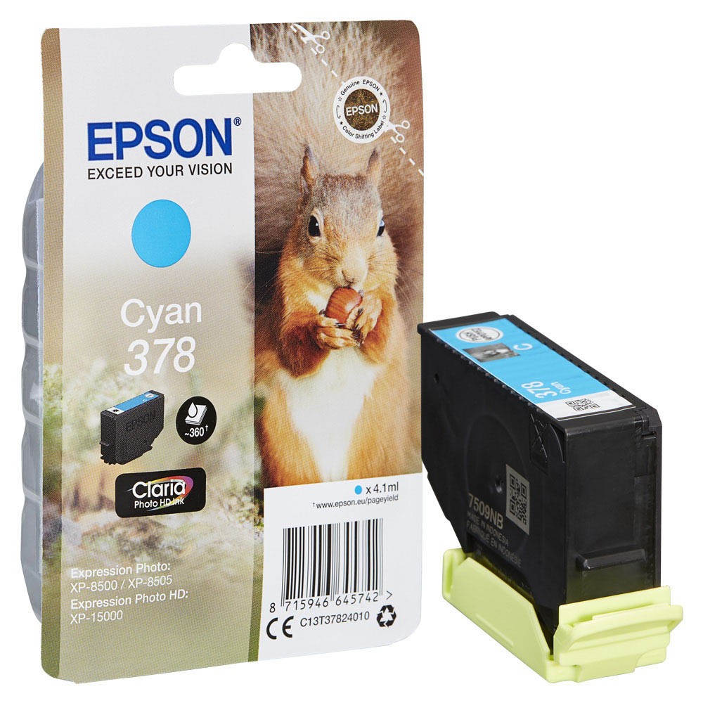 Картридж Epson T3782 с голубыми чернилами Claria Photo HD Ink (360 стр.) для принтера Epson XP-15000 C13T37824020 C13T37824020