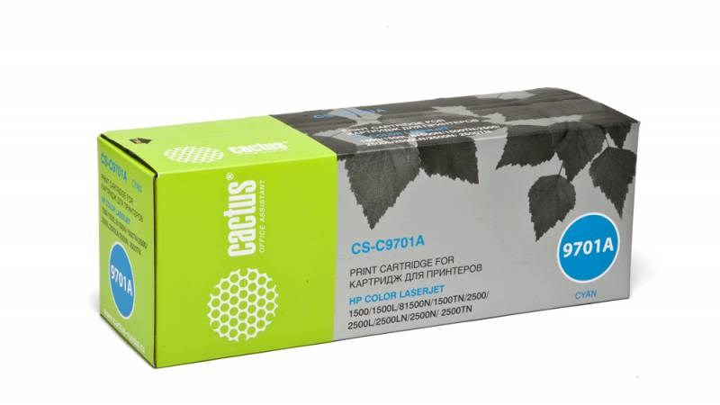 Тонер-картридж Cactus CS-C9701A голубой для HP CLJ 2550/1500/2500 (4000стр.) CS-C9701A CS-C9701A