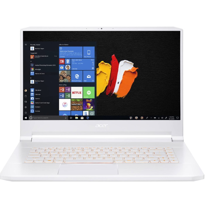 Ноутбук ConceptD 7 Pro CN715-71P-70XB Core i7 9750H/32Gb/SSD1Tb+1Tb/nVidia Quadro RTX5000 16Gb/15.6"/IPS/UHD (3840x2160)/Windows 10 Professional/white/WiFi/BT/Cam NX.C4PER.001 NX.C4PER.001