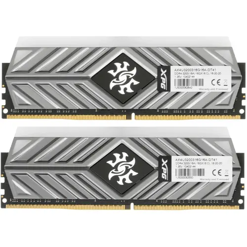 Модуль памяти ADATA 32GB DDR4 3200 DIMM XPG SPECTRIX D41 RGB Grey Gaming Memory Non-ECC, CL16, 1.35V, 1024x8, Kit (2x16GB), RTL (775098) AX4U3200316G16A-DT41 AX4U3200316G16A-DT41