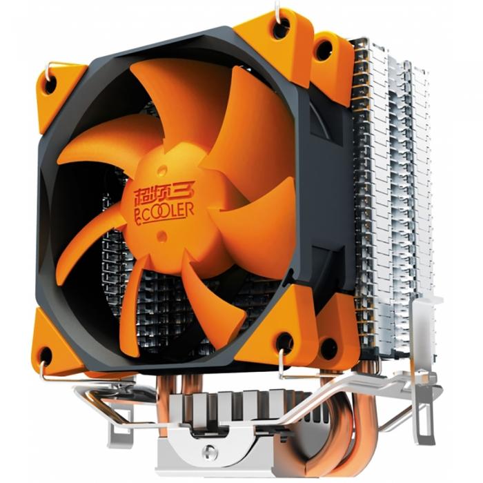 Вентилятор PCCooler S775/115X/AM2/AM3/AM4/FM1/FM2 (TDP 98W, вент-р 80мм с PWM, 2 тепловые трубки 6мм, 1200-2000RPM, 20.5dBa) Retail Color Box S88 S88