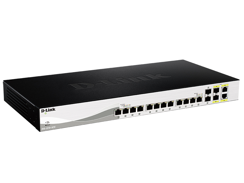 Коммутатор D-Link L2+ Smart Switch with 12 10GBase-T ports and 2 10GBase-T/SFP+ combo-ports and 2 10GBase-X SFP+ ports DXS-1210-16TC/A2A DXS-1210-16TC/A2A