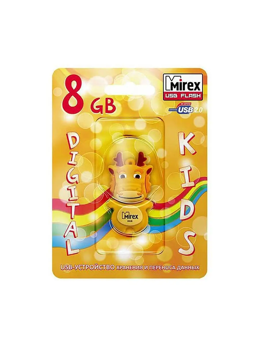 Флеш накопитель Mirex 13600-KIDDRY08 8GB,Dragon,USB 2.0,желтый 13600-KIDDRY08 13600-KIDDRY08