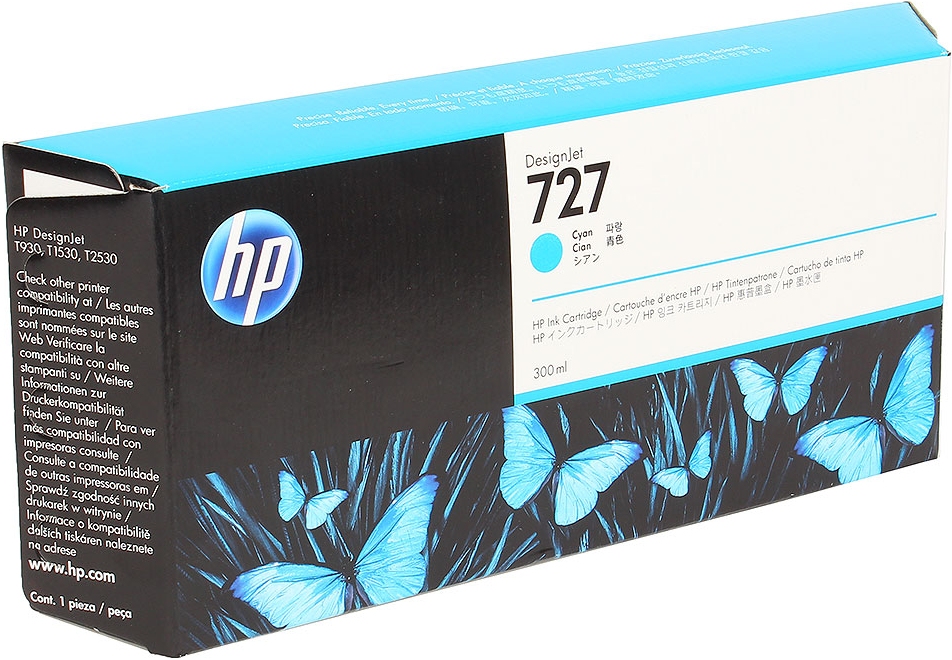 Картридж струйный HP 727 голубой для HP DJ T1500/T1530/T2500/T2530/T920/T930 (300мл) F9J76A F9J76A