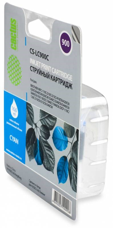 Картридж Cactus струйный CS-LC900С голубой для Brother DCP-110/115/120/MFC-210/215/FAX-1840 (16.6мл) CS-LC900C CS-LC900C