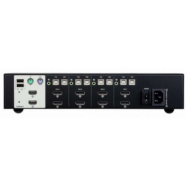 KVM-переключатель ATEN электрон,, KVM+Audio+USB 2,0,  1 user PS/2USB+2xDP =>  4 cpu USB+2xDP, без шнуров, 3840x2160 30Hz, настол,, исп,стандарт,шнуры, без OSD, некаскад,, (DisplayPort ver 1,1) CS1144DP-AT-G CS1144DP-AT-G