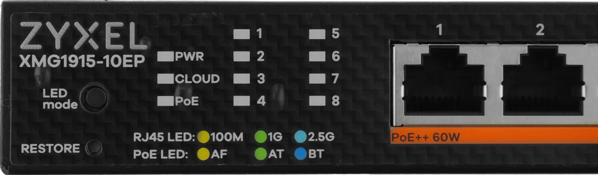 Коммутатор Zyxel  Мультигигабитный Smart L3 Lite  NebulaFlex XMG1915-10EP, 8xRJ-45: 1/2.5G PoE++, 2xSFP+, бесшумный (без вентилятора), бюджет PoE 130 Вт XMG1915-10EP-EU0101F XMG1915-10EP-EU0101F