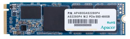 Твердотельный накопитель Apacer M.2 2280 480GB AS2280P4 Client SSD PCIe Gen3x4 with NVMe, 3D TLC, 512MB, RTL AP480GAS2280P4-1 AP480GAS2280P4-1