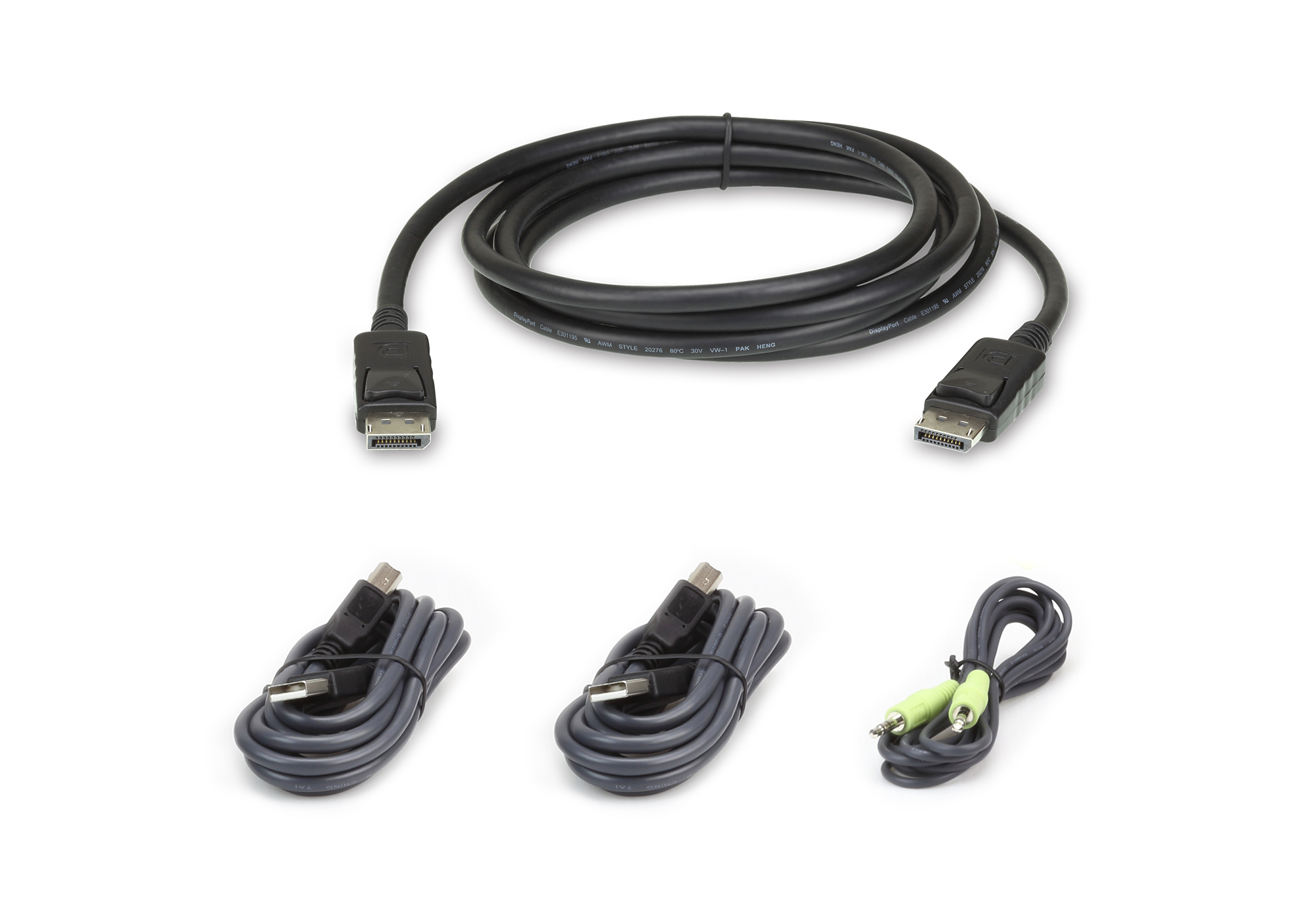 Кабель ATEN мон+клав+мышь USB+аудио, DP+2xUSB A-Тип/B-тип+MINIJACK, Male, опрессованный,   1,8 метр черный, 2L-7D02UDPX4 2L-7D02UDPX4