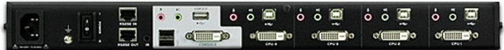 KVM переключатель ATEN VGA/SVGA+KBD+MOUSE, 1> 4 DVI-D блока/порта USB, c KVM-шнурами USB 4х1.8 м CM1164-AT-G CM1164-AT-G