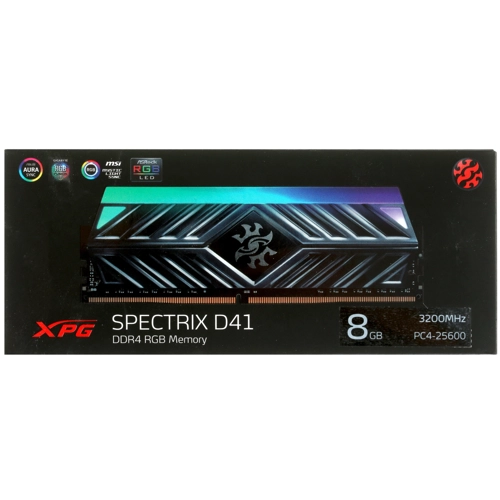 Модуль памяти ADATA XPG SPECTRIX D41 RGB 8 ГБ [DDR4, 8 ГБx1 шт, 3200 МГц, PC25600, 16-20-20] AX4U320038G16A-ST41 AX4U320038G16A-ST41