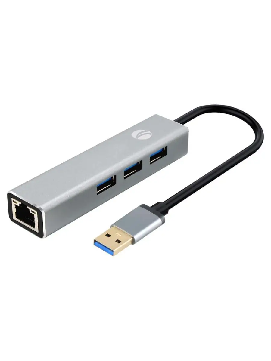 Переходник VCOM  USB 3.0 -->RJ-45 1000Mbps+3 USB3.0, Aluminum Shell, 0.2м VCOM DH312A DH312A