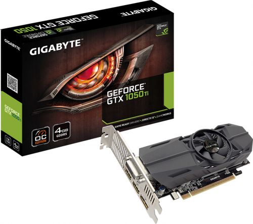 Видеокарта GIGABYTE GeForce GTX1050Ti LP OC 4GB, GDDR5, 128bit, DVI-D, 2xHDMI, DisplayPort, RTL (GV-N105TOC-4GL) GV-N105TOC-4GL