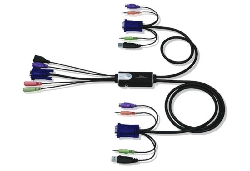 Переключатель ATEN электрон., KVM+Audio, 1 user ps/2+mouse usb+vga=>2 cpu ps/2+mouse usb+ CS52A CS52A