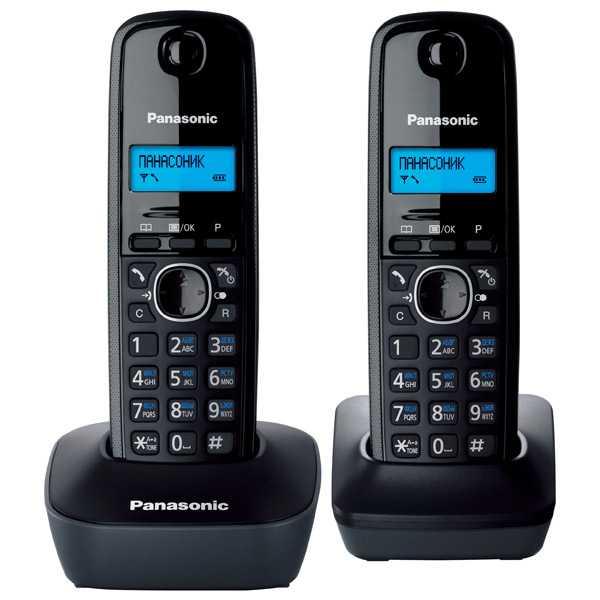 Телефон Panasonic Dect темно-серый (труб. в компл.:2шт) АОН KX-TG1612RUH KX-TG1612RUH