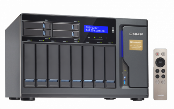 Сетевой RAID-накопитель QNAP 12 отсеков для HDD, два порта Thunderbolt 2. 4-хъядерный Intel Core i5-6500 3,6 ГГц, 16 ГБ DDR4 RAM. TVS-1282T-i5-16G TVS-1282T-i5-16G