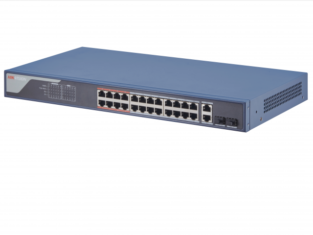 PoE коммутатор Hikvision DS-3E1326P-SI L2, Смарт-управляемый, 24 10/100M RJ45 PoE-порт, 2 Gigabit combo порт, 802.3af/at, бюджет PoE 370W DS-3E1326P-SI DS-3E1326P-SI