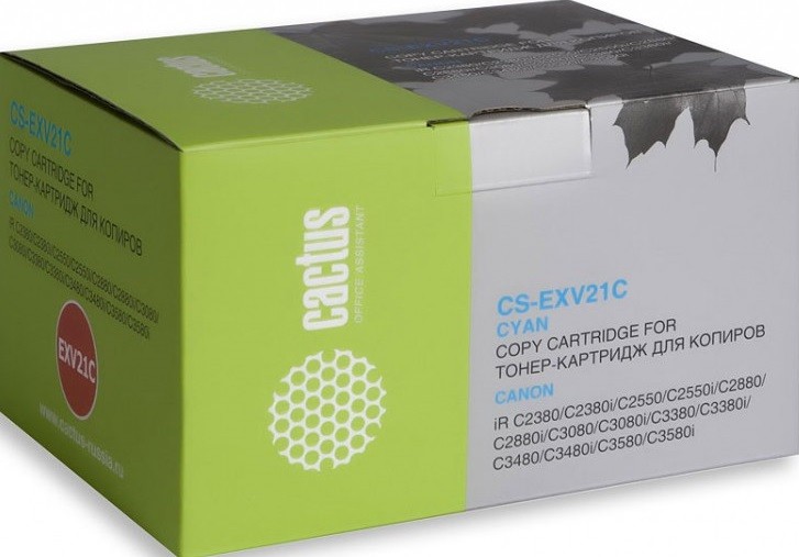 Тонер-картридж Cactus CS-EXV21C голубой для Canon IRC2380/ C2380i/ C2550/ C2550i/ C2880/ C2880i/ C30 CS-EXV21C CS-EXV21C