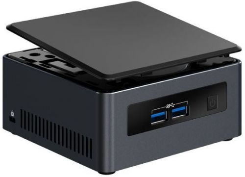 Неттоп Intel BLKNUC7I5DNH2E Nettop NUC, Core i5 7300U, 3.5 GHz, 2xDDR4 SODIMM (1.2V up to 2133MHz/32Gb), VGA HD Graphics 620(2xHDMI 4K), 4xUSB3.0, 1x2.5HDD, 2x m.2 SSD+Wifi, GBL, WiFi(vPro)+BT, noCR, Black,VESA, powercord EU, IR-port, Kensington Lock BLKNUC7I5DNH2E