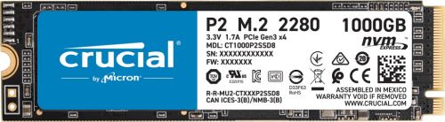 Твердотельный накопитель Crucial P2 P2 SSD 1000GB, M.2 (2280), PCIe Gen 3.0, NVMe, R2400/W1800, 450 TBW CT1000P2SSD8 CT1000P2SSD8