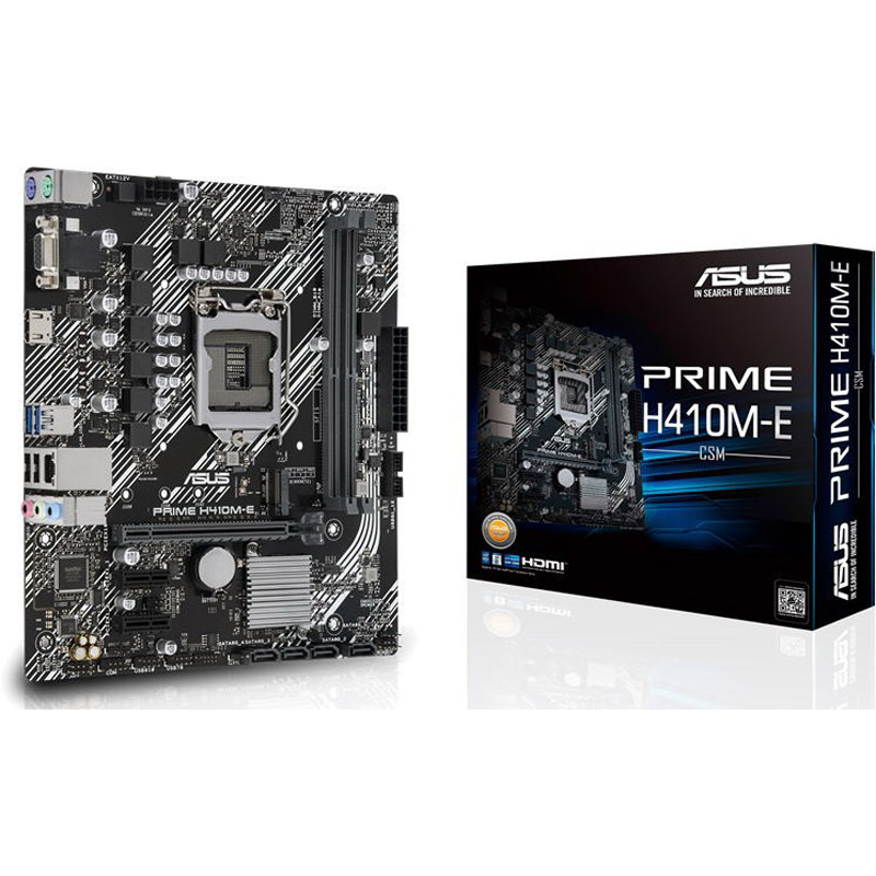 Материнская плата ASUS PRIME H410M-E/CSM, LGA1200, H410, 2*DDR4, D-Sub,HDMI, SATA3, Audio, Gb LAN, USB 3.1*4, USB 2.0*6, COM*1 , mATX PRIME H410M-E/CSM PRIME H410M-E/CSM
