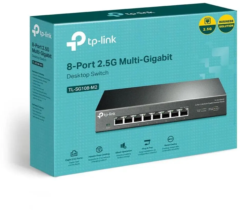 Коммутатор TP-Link настольный, неуправляемый с 8 портами 2,5 Гбит/с  TL-SG108-M2 TL-SG108-M2