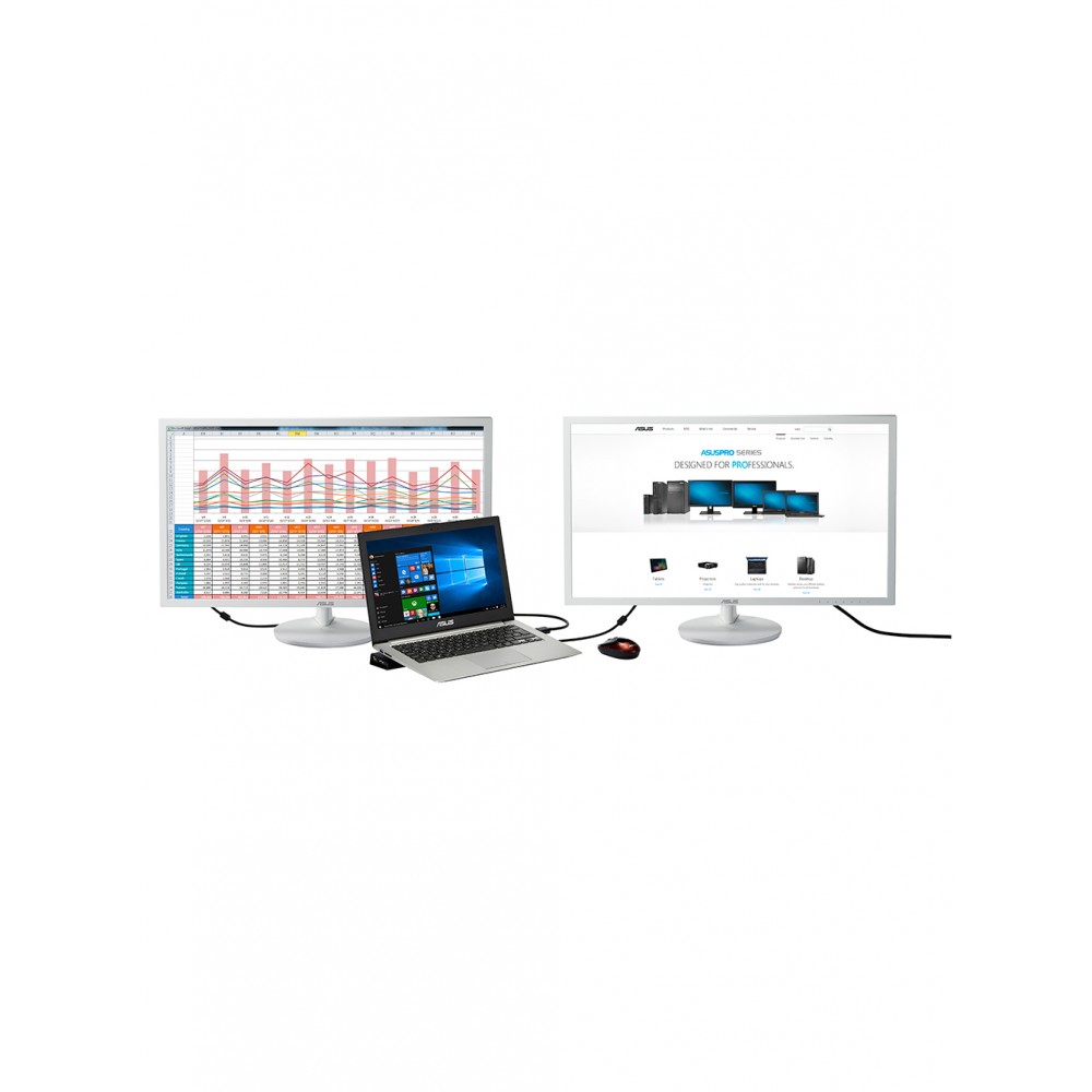 Док-станция ASUS USB 3.0 HZ-3B Docking Station.USB 3.0 х 4,RJ-45х1,DVIх1,HDMIх1. Поддержка двух дисплеев: порт HDMI 4U UHD (3840 x 2160), а порт DVI-I до 2048 x 1152/65 Вт/290 г/Черный 90XB04AN-BDS000 90XB04AN-BDS000
