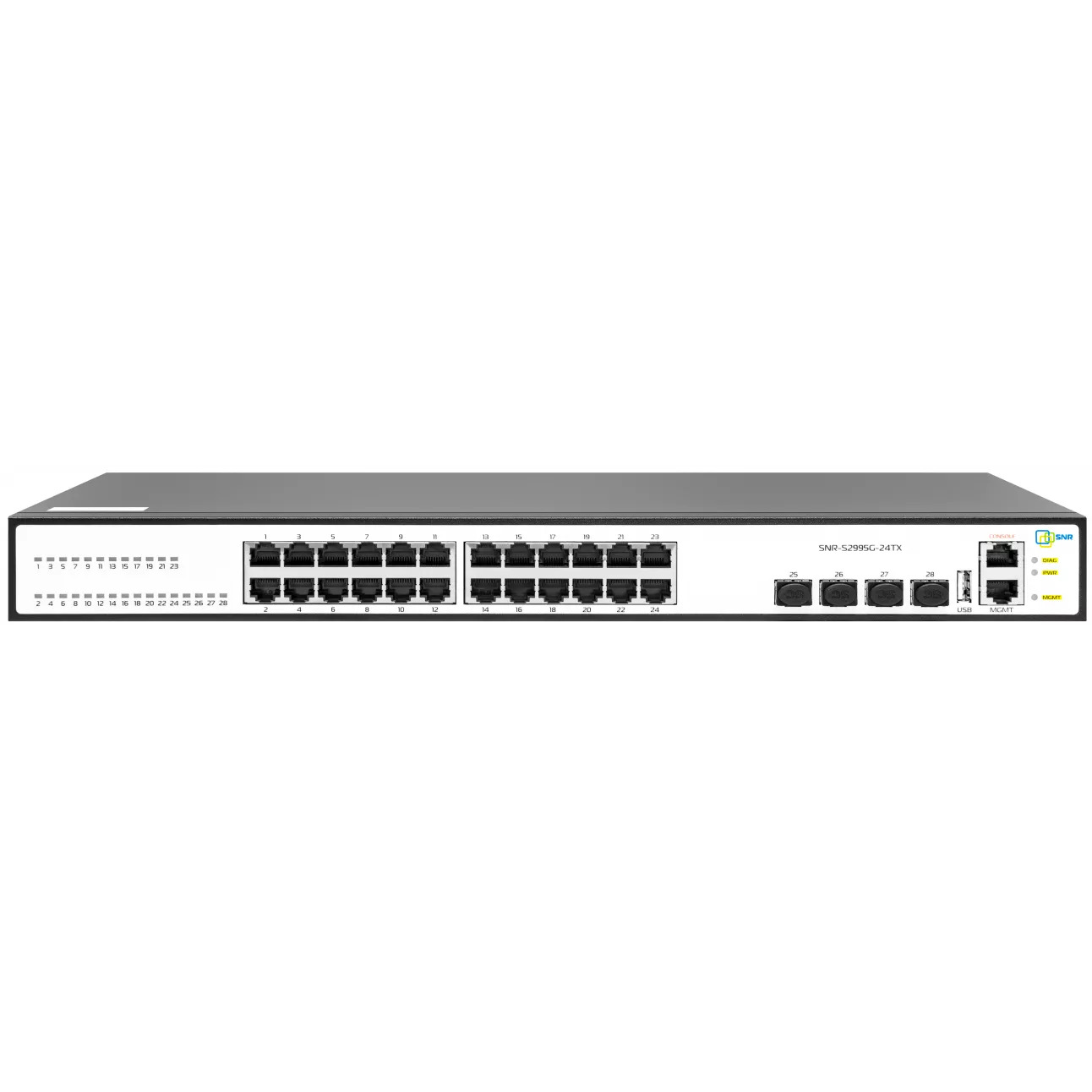 Коммутатор SNR Управляемый уровня 3, 24 порта 10/100/1000Base-T и 4 порта 1/10GbE (SFP+). SNR-S2995G-24TX SNR-S2995G-24TX