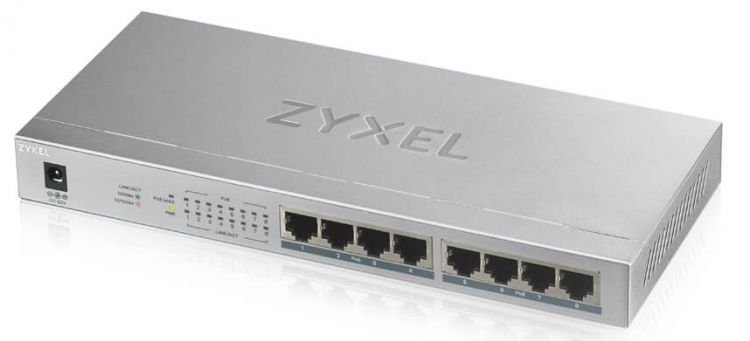 Коммутатор Zyxel GS1008HP Switch PoE +, 8xGE PoE +, tabletop, metal, silent, budget PoE 60 W GS1008HP-EU0101F GS1008HP-EU0101F