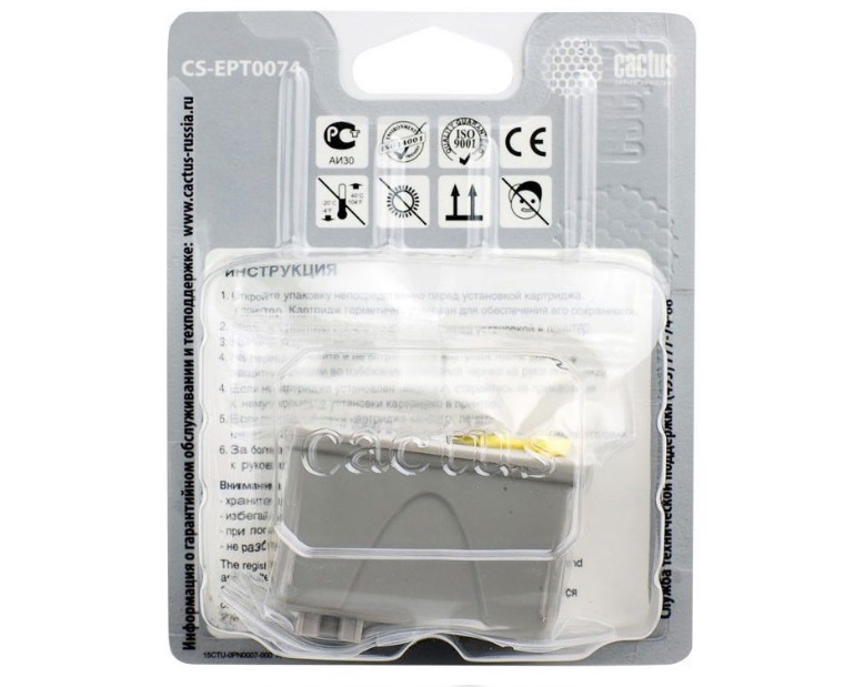 Картридж Cactus струйный CS-EPT0074 черный для Epson Stylus Photo 785/790/870/875/890/895/900/915/12 CS-EPT0074 CS-EPT0074