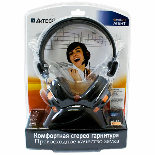 Наушники с микрофоном A4 HS-28 оранжевый/черный 1.8м (HS-28 (ORANGE BLACK)) HS-28 (ORANGE BLACK)