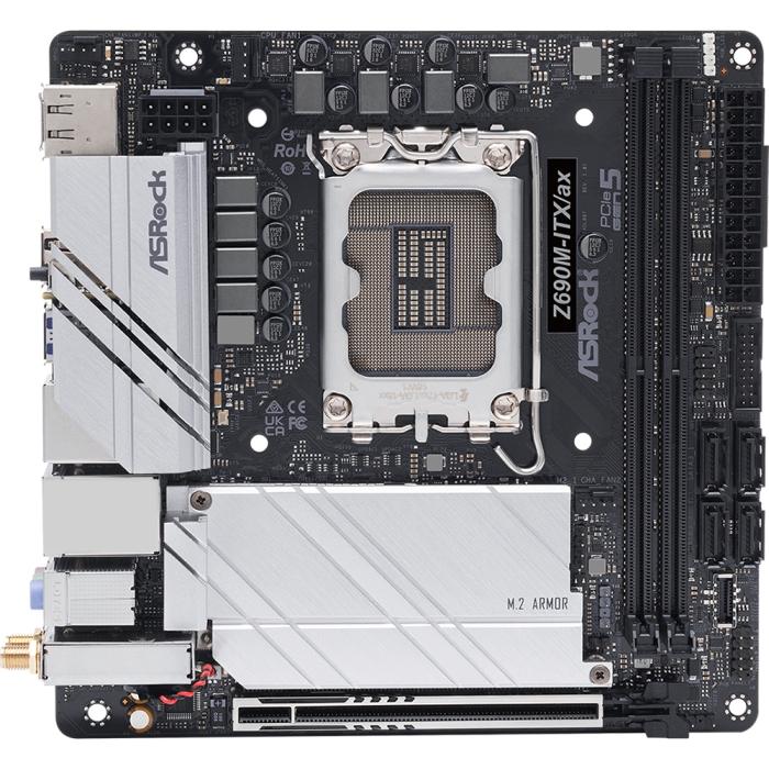 Материнская плата ASRock Z690M-ITX/AX LGA1700 Intel Z690 2xDDR4 mini-ITX 2.5Gg RAID HDMI DP Z690M-ITX/AX Z690M-ITX/AX