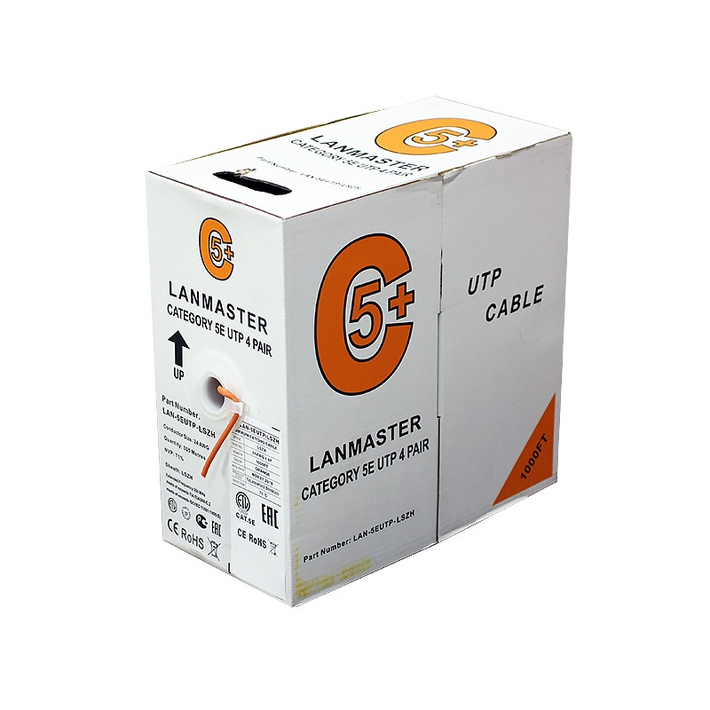 Кабель витая пара Lanmaster UTP, 4 пары, кат. 5Е, 350Mhz, LSZH, 305 м LAN-5EUTP-LSZH LAN-5EUTP-LSZH